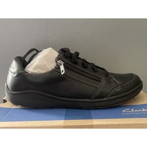 Clarks Bryianne Bayla Shoes Womens Size 11 M Black Leather Zip Casual Sneakers